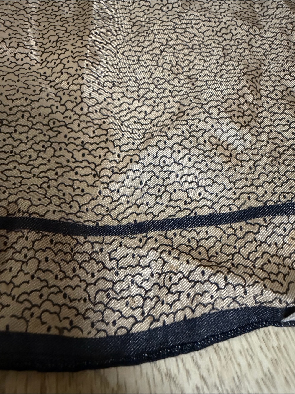Vintage Echo Silk Square Scarf | Black & Champagne Geometric Cloud Print 17"